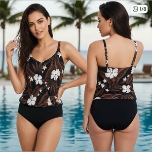 NWT SMOOTHING CONTROL BLOUSON FAUXKINI ONE PIECE SWIMSUIT SIZE 10